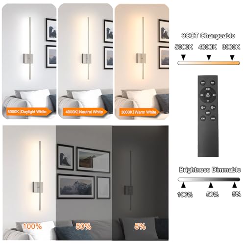 Image of 15000mAh Battery Operated Wall Sconce Set of 2, Brush Nickel USB Rechargeable Wall Sconces, Dimmable Cordless Wall Sconces with Remote Control, LED Wireless Wall Light Lighting Time 24-120 hours