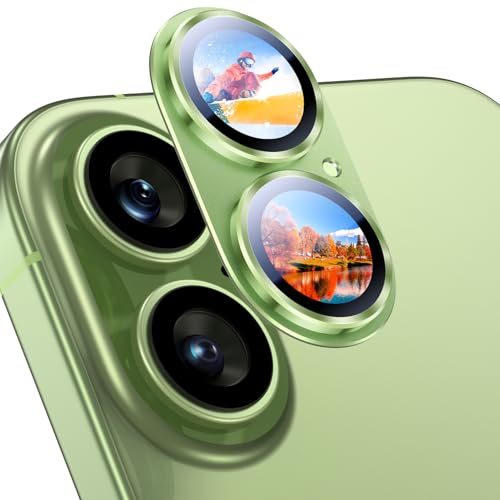 Image of Uyiton Compatible with iPhone 17 Camera Lens Protector - [Not Easy to Break][Strong Adsorption][Case-Friendly] Metal Tempered Glass Rear Camera Screen Cover - Sage