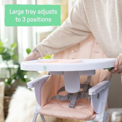 Image of Ingenuity Sun Valley Compact Folding Baby High Chair, Food-Grade Safe Plate, Safety Harness, for Ages 6 Months and Up, Unisex - Pink