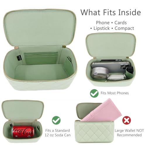 Image of M-ioi-M Small Genuine Leather Purse Quilted Crossbody Bag for Women, Mini Top-Handle Shoulder Handbag w /Gold Chain Strap