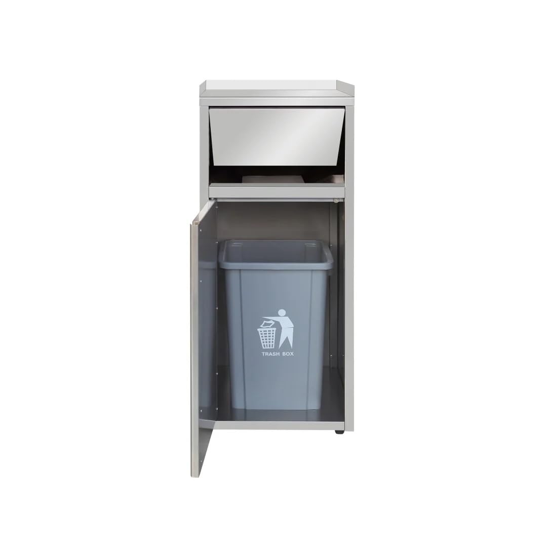 Générique Poubelle Snack Inox Professionnelle 60L – Ouverture Frontale – Acier Inoxydable – Fast Food, Restaurant, Collectivité – 500x530x1200 mm