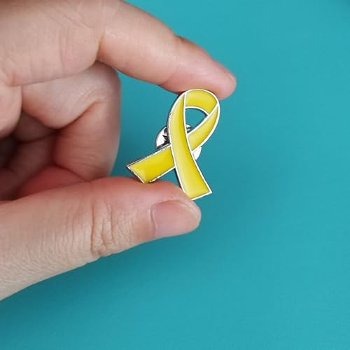 Image of 20 /50 /100pcs Yellow Ribbon Pins Bone Cancer Childhood Cancer Awareness Enamel Lapel Brooch Support Campaign Charity Donation Event Gifts
