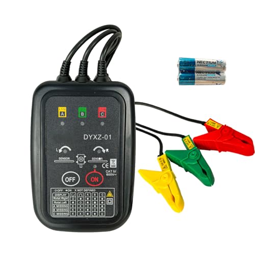 Non-Contact 3 Phase Rotation Meter | Motor Rotation Tester for AC 70V-600V | Phase Sequence Live Wire & Circuit Break Detector | Auto Power-Off 20 Clamps | Professional Electrician Tool Kit