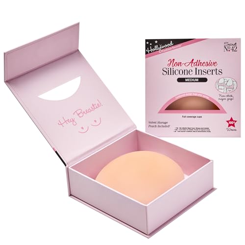 Hollywood Fashion Secrets Non-Adhesive Silicone Inserts – Reusable Nipple Covers, Deep Shade Nipple Pasties, Made in USA