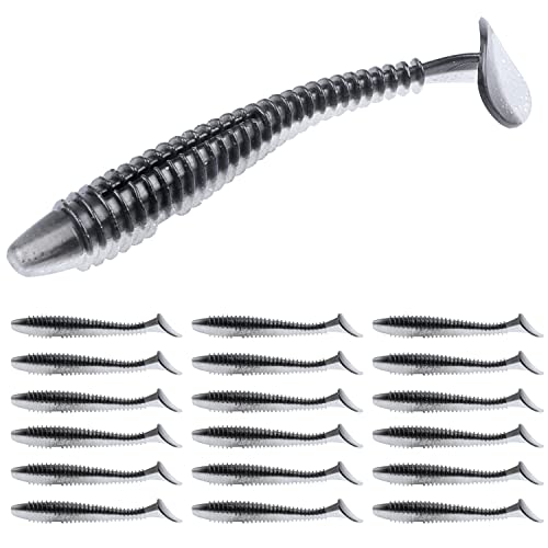 RUNCL Swimbaits Paddle 10/20/30/40PCS, 5/4/3/2 Inchs Paddle Tail, Soft Lure for Trout Crappie Bass, Durable Plastic Bait Swimmer for Saltwater/Freshwater, Fishing Lover's Gift