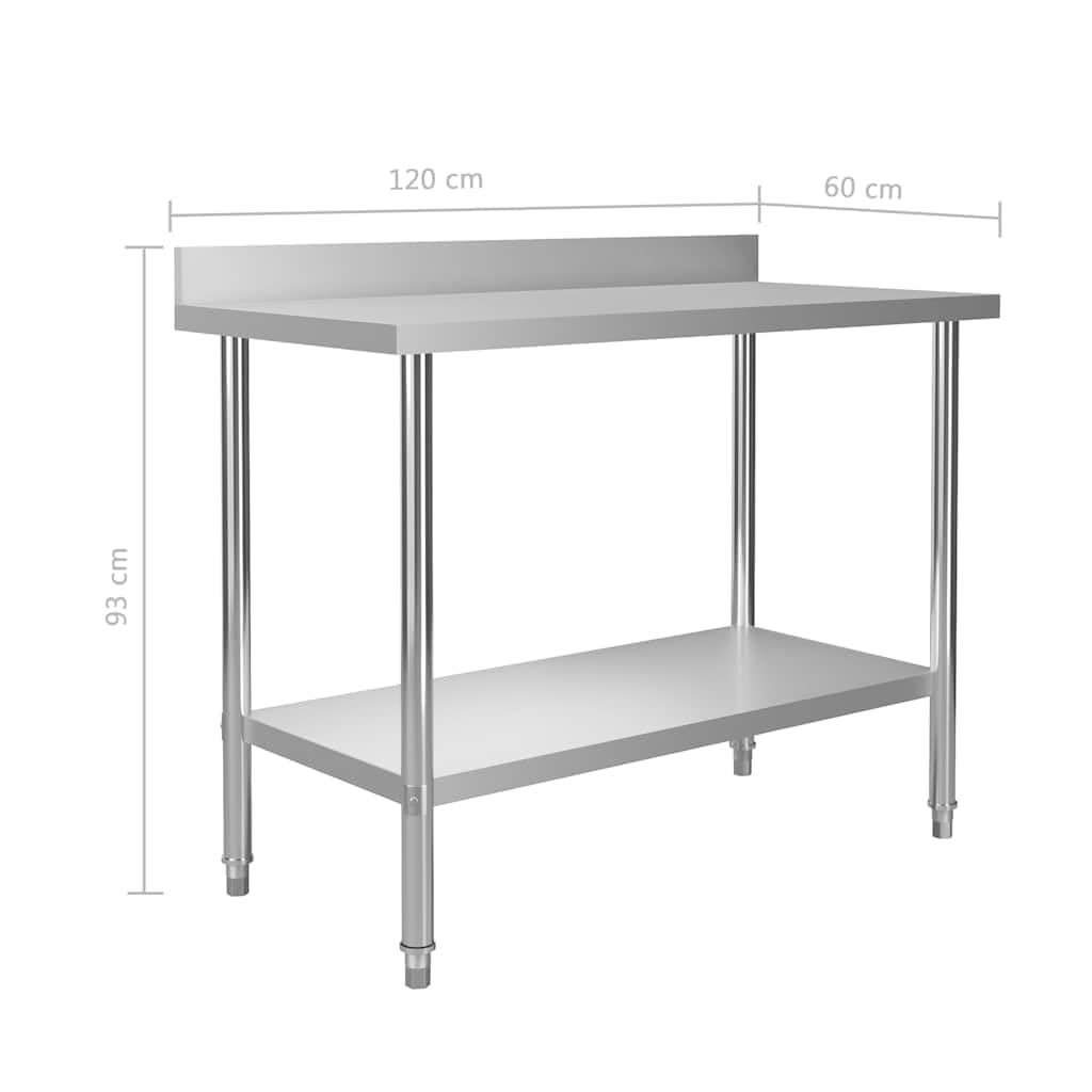 Refined Mesa Trabajo Cocina y salpicadero Acero Inoxidable 120x60x93 cm