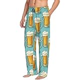 Nevjipu Pantalon de pyjama pour homme avec poches – Imprimé bière de dessin animé – Pantalon de nuit confortable pour homme, Noir/blanc, XXL