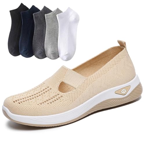 Inspire Uplift Shoes for Women,Summer Breathable Non-Slip Soft Sole Sneakers for Women,Casual Orthopedic Walking Flats for Middle-Aged and Seniors Woven Cut-Out