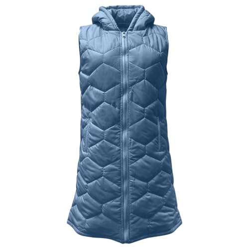 Houjibfa Long Puffer Vest Women Winter Hooded Sleeveless Coat With Pockets - image 4