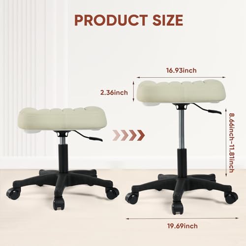 Image of Ergonomic Adjustable Under Desk Footrest,Ottoman with Wheels | 500lbs|360 swivel Silent PU casters|Thick 2.36 inch Seat| Rolling Stool with Wheels for Massage,Salon,Spa,Clinic,Office,Home
