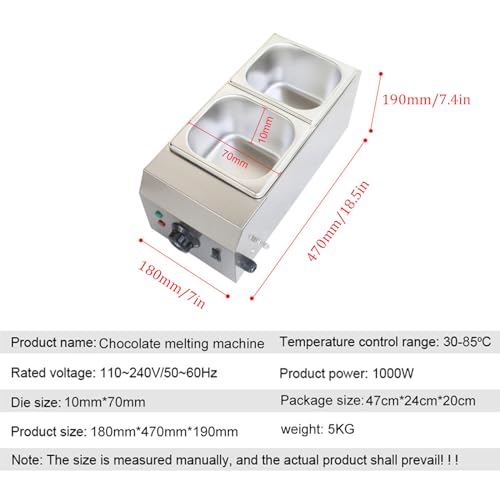Máquina para derretir chocolate 2 tanques 1000W 110V miniatura 5