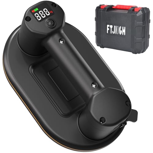 FTJKGH ventosa eléctrica 24 cm con batería, 2 motores, LCD, 300 kg, 4000 mAh, Elevador vacío para azulejos, mármol, vidrio, ventanas Ventosa potente profesional para colocación de baldosas
