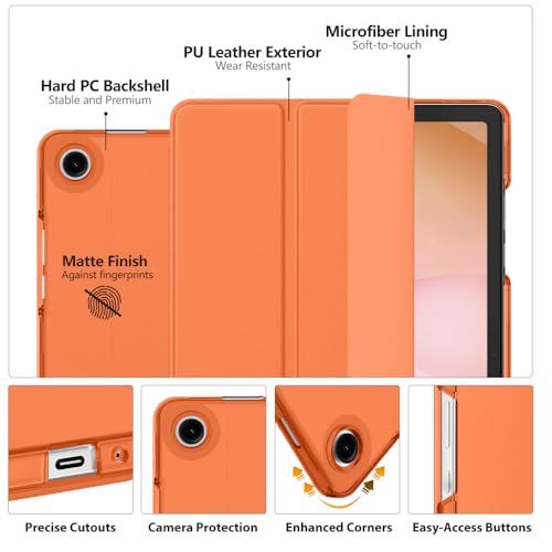 Image of MoKo for Samsung Galaxy Tab A11 Plus / A11+ Case 11 Inch 2026, Galaxy Tab A9 Plus / A9+ Case 11 Inch 2024, Slim Stand Hard PC Translucent Back Shell Smart Cover, Auto Wake /Sleep,Cosmic Orange