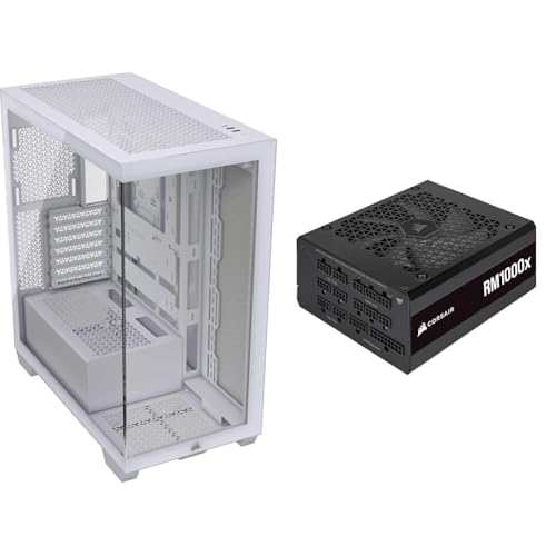 Image of CORSAIR 3500X Mid-Tower ATX PC Case + CORSAIR RM1000x Fully Modular ATX Power Supply - White