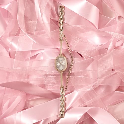 Image of Sonata Poze 8 Quartz Analog Watch with Jewellery Accessory for Women with Pink Dial & IP Rose Gold Alloy Strap - SP80176WM01W