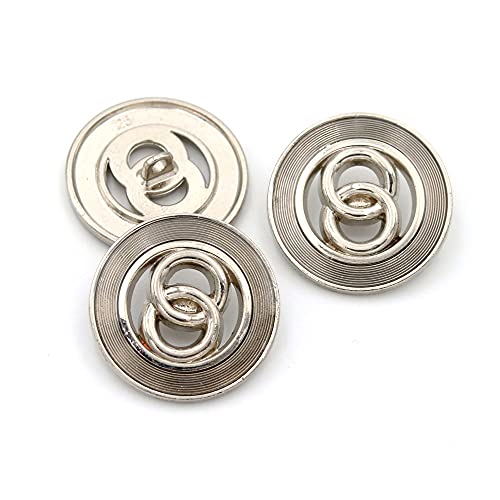 5 Pcs Double Circular Buttons Metal Hollow Buttons for Clothing Crafts Accessories