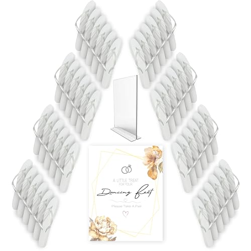 Wedding Guest Flip Flops | White | Bulk 48 Pairs | Wholesale Party Reception Sandals Slippers Dancing Feet