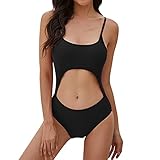 【Características】 traje de bikini sexy, traje de baño de una pieza, color sólido / estampado, correas cruzadas en la espalda, bragas de cintura alta, sujetador grueso y tirantes ajustables