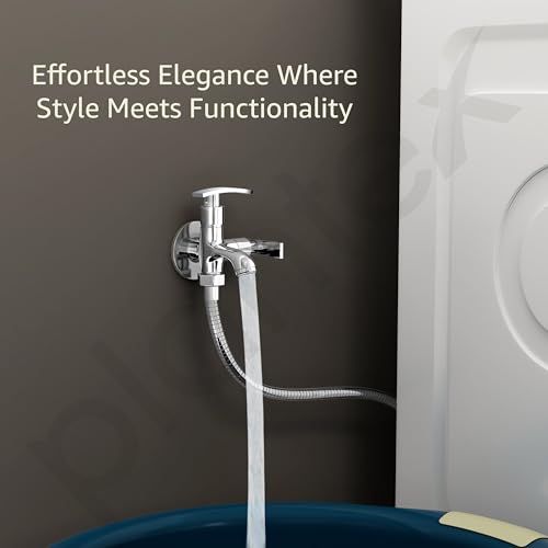 Image of Plantex Two Way Tap for Washing Machine with Water Saving Aerator /2 in 1 Bibcock Water Tap for Bathroom with Brass Spindle and Wall Flange /Bathroom Tap-(SMR-1265-Chrome)