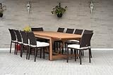 Amazonia Jefferson 11-Piece Patio Extendable Dining Table Set | Brown Wicker Chairs with Cushion | Ideal for Outdoors and Indoors