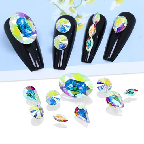 Dongzhou 100Pcs Mix Shape Crystal Ab Nail Art Rhinestone Gems Point Back Fancy Stone Sew On Rhinestone Loose Crystal Sewing For Clothing Wedding Dress Nail Art Shoes Bags Diy Crafts thumb #4