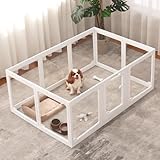 Picture of ClimbHope Acrylic Dog Playpen Indoor, Clear Dog Play Pen for Puppies and Small Dogs, Easy Assembly & Clean Puppy Pen (23.6", 10 Panels, White)