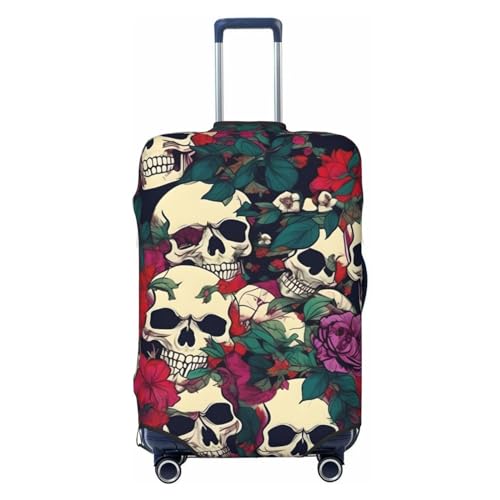 Floral Skulls Luggage Covers For Suitcase Approved,Suitcase Cover Protector Fit 18-32 InchLuggage