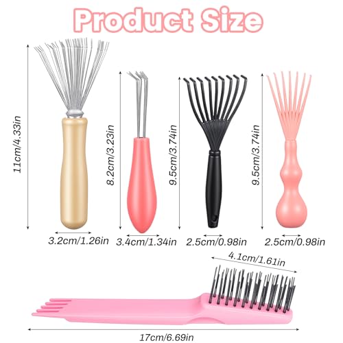 Matwsec 5 Stück Haarbürstenreiniger Set, Mini Haarbürsten Set, Haarbürste Reinigung, Bürstenreiniger, Kompakte Reinigungsbürsten für Haarbürsten Kämme und Teppiche, Effektiv Entfernt Haare