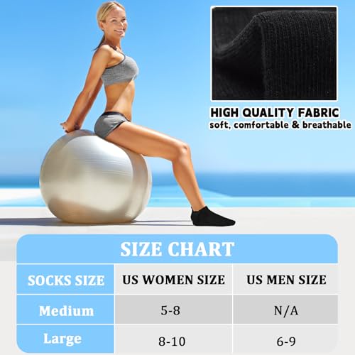 Image of SkiBeaut Grips Non Slip Socks for Women, 4 Pairs Yoga Pilates Anti Skid Woman Hospital Gripper Socks (5-12)