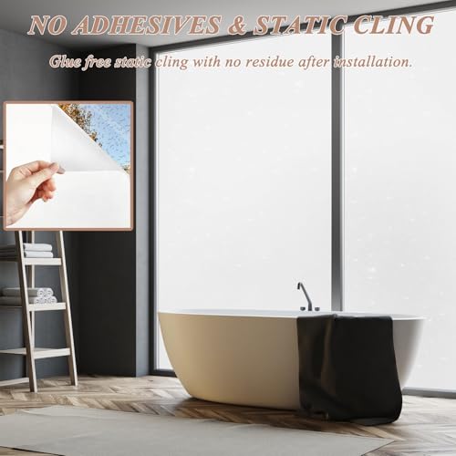 Antrect Window Film Privacy Frosted Window Film Privacy Film For Glass Windows Tint Reflective Window Film Static Cling Without Glue Opaque Film Sun Blocker - Image 4
