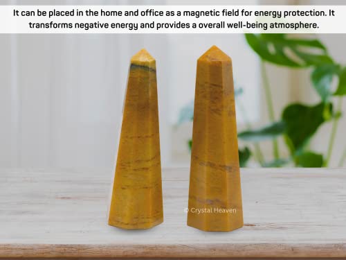 Image of Crystal Heaven Yellow Jasper Crystal Tower Obelisk Point For Chakra, Healing And Balancing - Aaa Grade Original Certified Gemstone Agate For Reiki Meditation Yoga Spiritual (2-3 Inches)