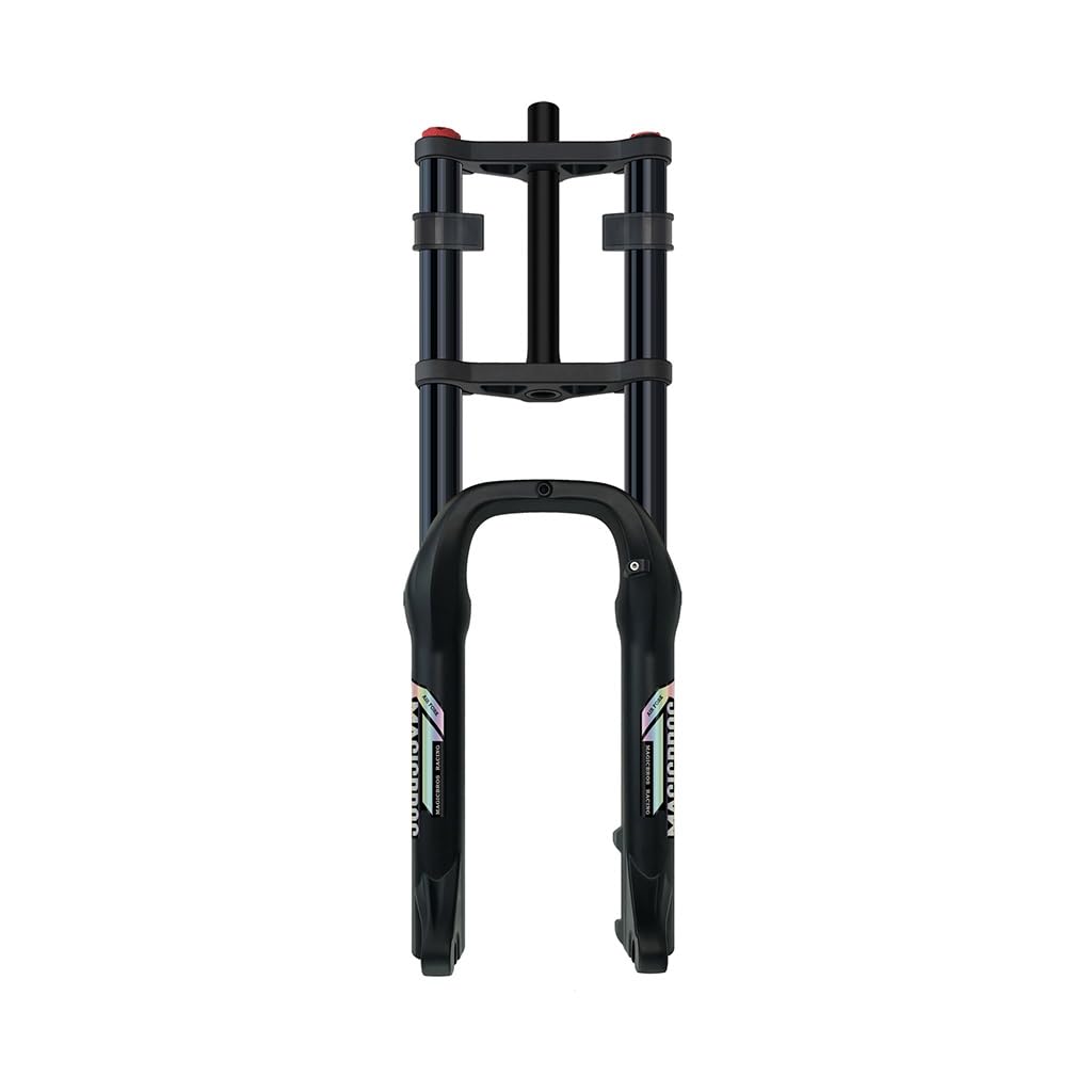 WIQUYBML 20/26 Inch Fat Bike Air Suspension Fork 4.0 Tire Mountain ForkTravel 190mm 1-1/8" Straight Snow/beach/electric Front 9 * 135mm QR Damping Adjust(Black B,26in)