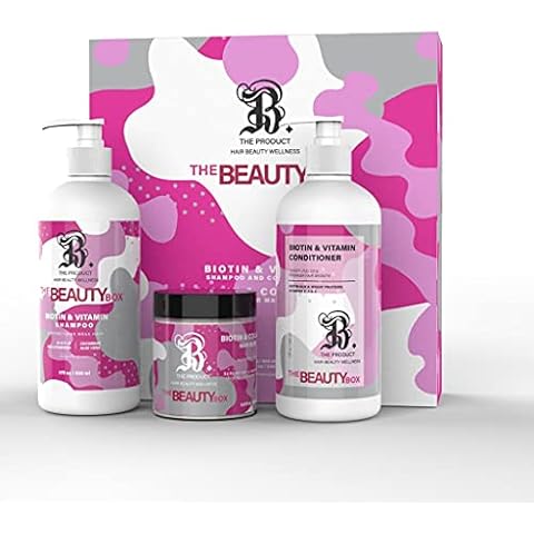 Biotin For Hair Growth Shampoo, Conditioner & Hydrolyzed Collagen Hair Mask Box Set, Anti Hair Loss System for Thinning Hair Aloe Vera, Cucumber & Avocado Oil B. The Product 500mlX2 w 250ml mask Cover