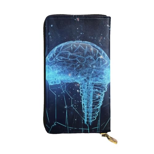 Artificial Intelligence Brain Wallet For Women Men Clutch Rfid Blocking Leather Wallets Large Capacity Purse Credit Card Holder Money Case With Zipper Phone Holder Long Travel Purse