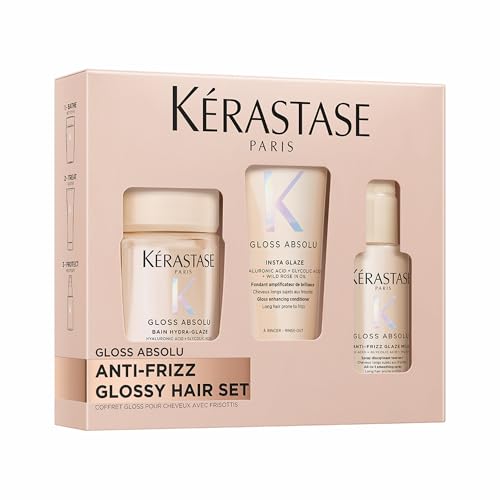 Kérastase Gloss Absolu Travel Size Set | Luxury Hair Routine for All Hair Types | Travel Size Shine & Nourishment Kit |Limited Edition Gift Set