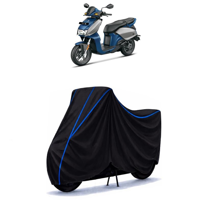 Image of Scooty Cover Water Resistant for V1 Plus | Universal Scooter & Bike Cover | Heavy Duty UV Protection | Dust, Rain & Scratch Protection | Elastic Fit All Weather Indoor Outdoor | Black with Blue Piping