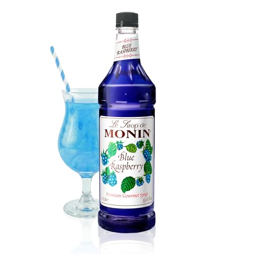 Monin - Blue Raspberry Syrup | Perfectly Sweet & Tart for Slushes, Cocktails and Sweet Treats (BPA Free Bottle, 33.8 fl oz)