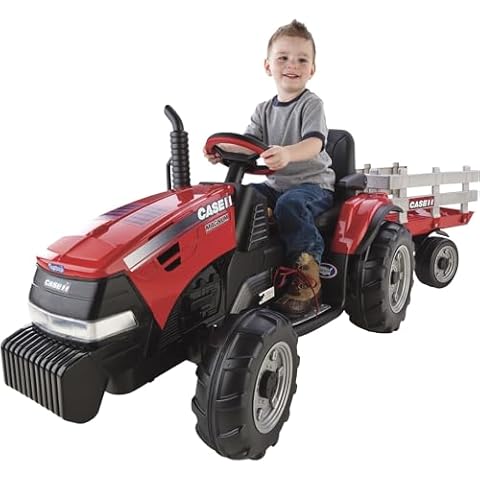 Peg Perego Case IH Magnum Tractor and Trailer 12 Volt Ride on, Red Cover