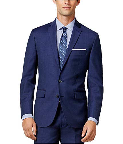 Ryan Seacrest Mens Modern Fit Two Button Blazer Jacket, Blue, 42 Long
