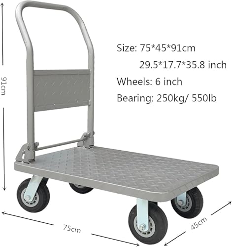 Carretilla plegable de mano con plataforma de acero y ruedas giratorias miniatura 2