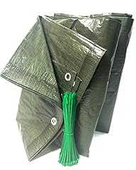 Pinto Ferramenta E-commerce Telone Occhiellato Telo Multiuso per Esterno Impermeabile Rinforzato Verde per Coperture Copri Legna Antipioggia Antistrappo Campeggio 100 FASCETTE in OMAGGIO (3x5mt)