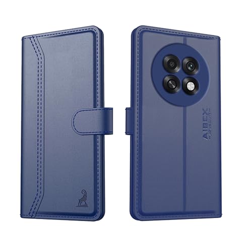 Image of AIBEX Compatible for Oppo F31 Pro Plus 5G Flip Cover Leather Finish | Inside TPU with Card Pockets | Wallet Stand | Complete Protection Flip Case Blue