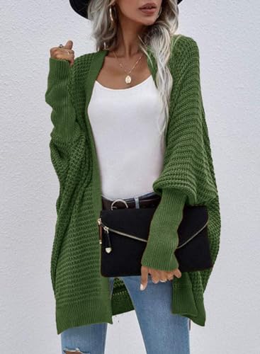Image of Dokotoo Women's 2026 Fashion Casual Oversized Open Front Batwing Long Sleeve Chunky Knit Cardigans Sweaters Outerwear Coats