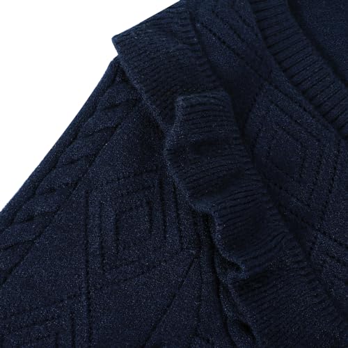 Image of Girls Cardigan V Neck School Uniform Sweaters Knit Ruffle Sweater Open Front Outerwear for Kids