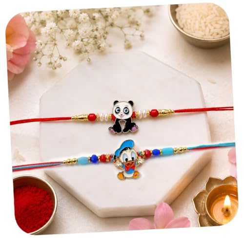 Image of CraftVatika Rakhi Set for Kids Brother, Rakhi Set of 2 for Brother Boys Baby Kids, Designer rakhis for Rakshabandhan Children Raki Set with Greeting Card, Tilak Set, for Premium RakshaSutra for Child