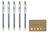 Pilot Hi-Tec-C 025 Gel Ink Pen, Hyper Fine Point 0.25mm, Black Ink, 5-Pack, Sticky Notes Value Set