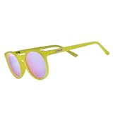 Fade-er-ade Polarized Round Sunglasses, Small Sized (Circle G), Yellow Solid Frames with Pink High Contrast Lenses, UV400 Protection, No Slip, No Bounce