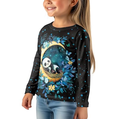 Image of Girls Cartoon Print Long Sleeve Graphic Tee Casual Crew Neck T-Shirts for 3-16 Years Little Girls