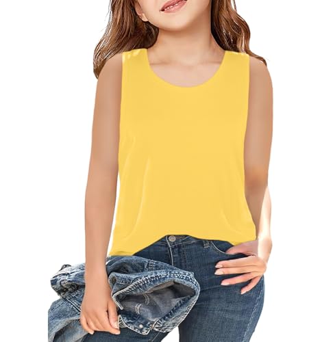 Image of Girls Sleeveless Basic Tank Tops Round Neck Tanks