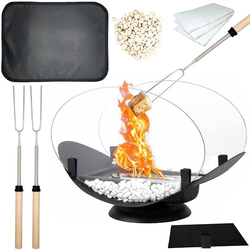 Cozzy Home Fogata de mesa, mesa para fogata interior, mesa para fogata al aire libre, kit de mesa para hacer smores para interiores, chimenea de mesa, mini chimenea, pequeña hoguera, hoguera portátil,